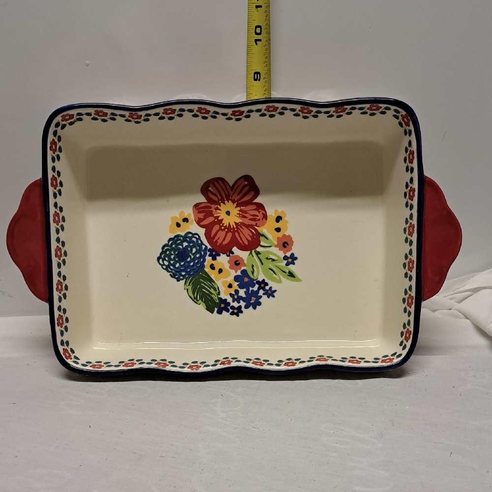 Floral Bakeware Dish with Red Handles